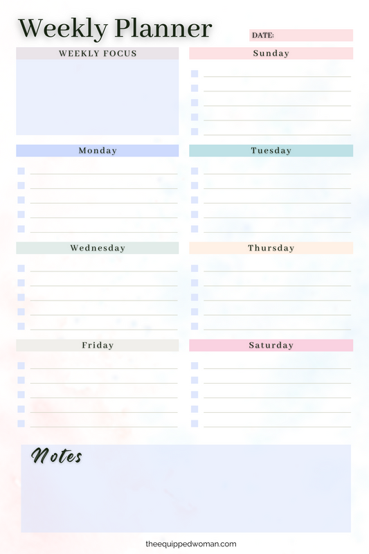 Weekly Planner Notepad - Pastel