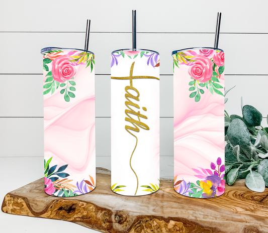 Faith Flower Pink Tumbler